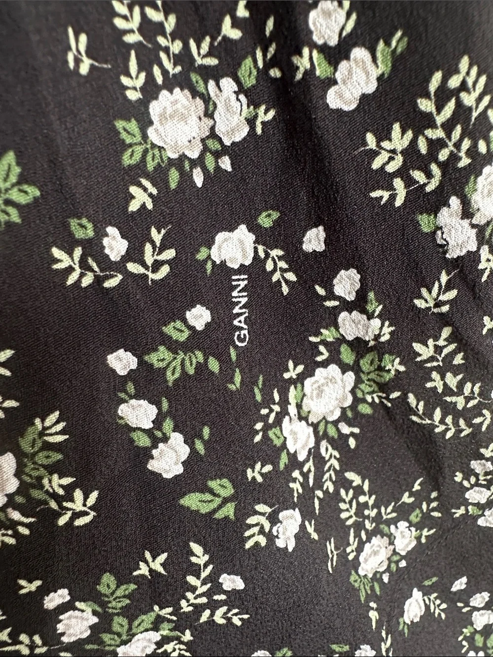 Ganni Black and White Floral Mini Dress - Picture 7 of 8